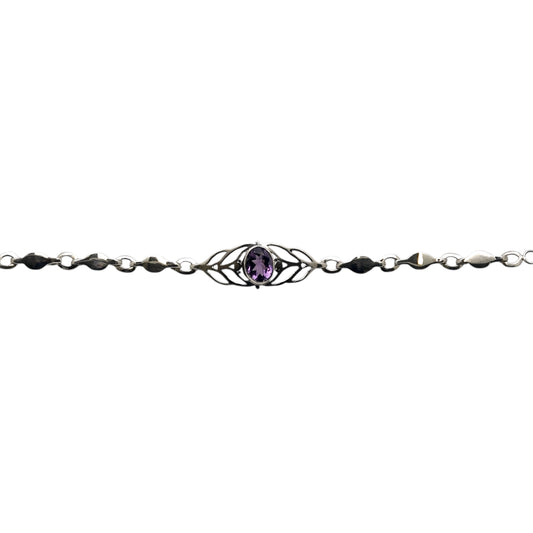 (534EAM) Amethyst Link Bracelet