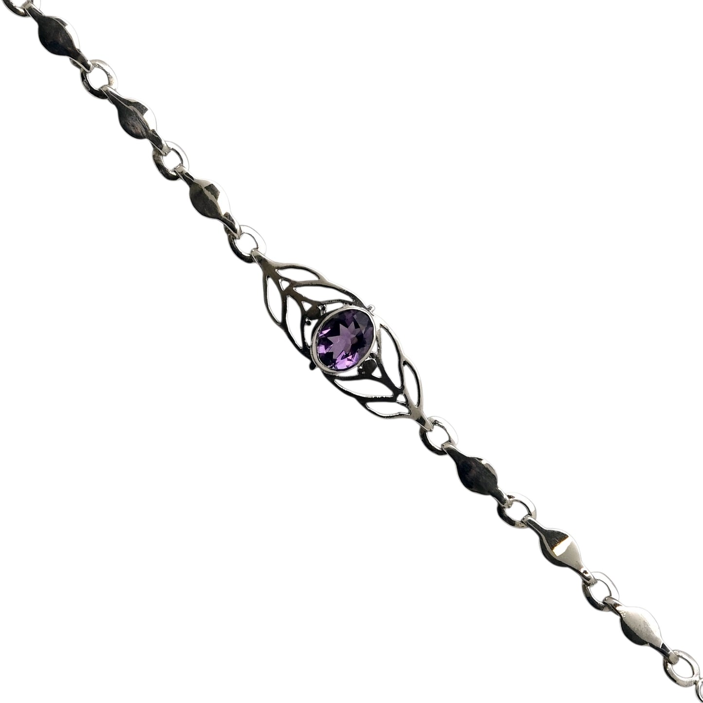 (534EAM) Amethyst Link Bracelet