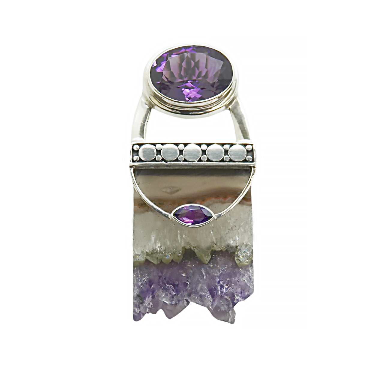 (682BAMCR) Uruguayan Crystal & Amethyst Pendant