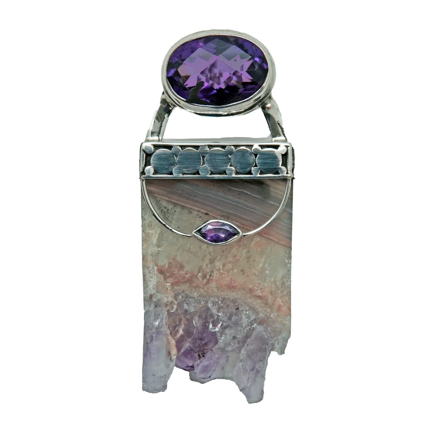 (682BAMCR) Uruguayan Crystal & Amethyst Pendant