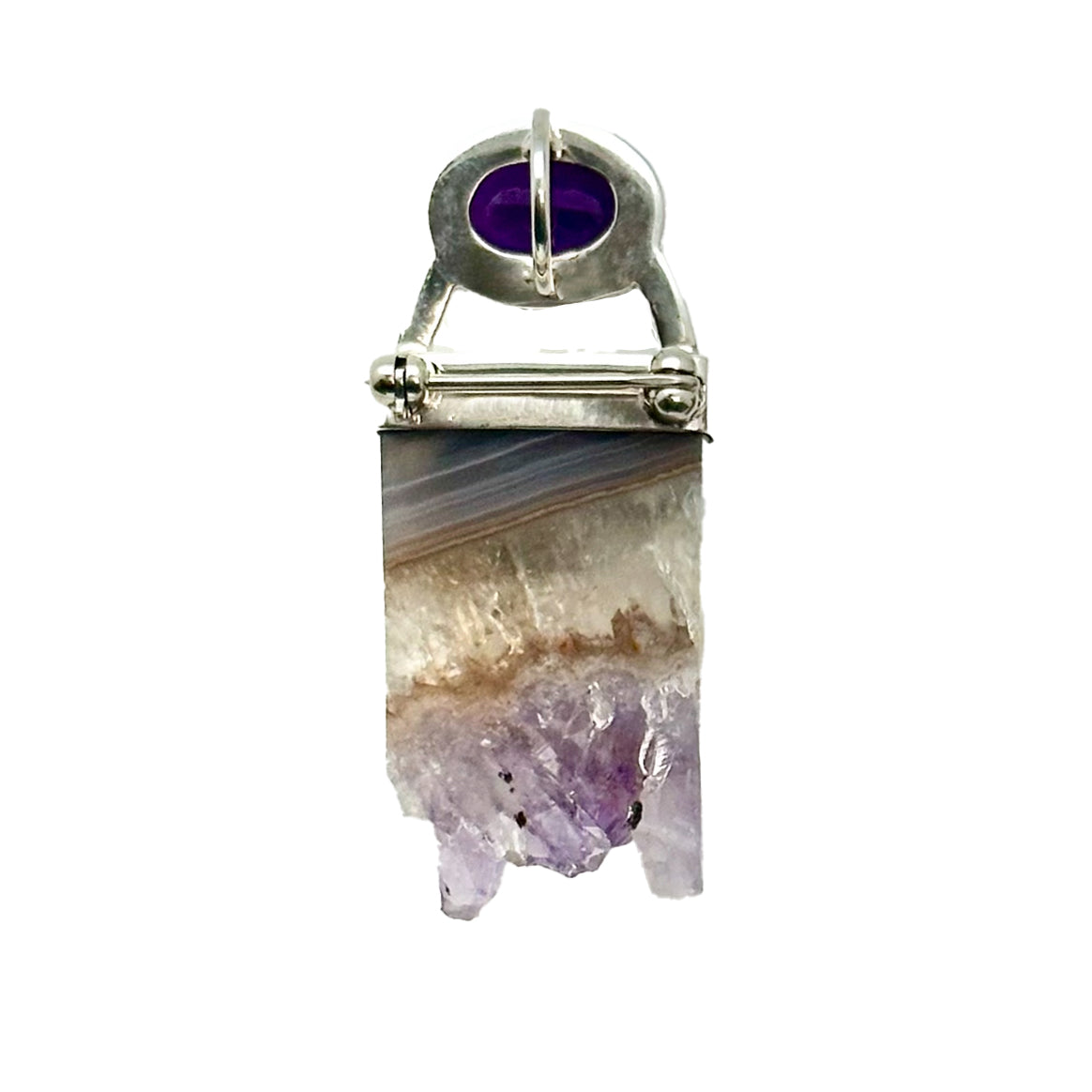 (682BAMCR) Uruguayan Crystal & Amethyst Pendant