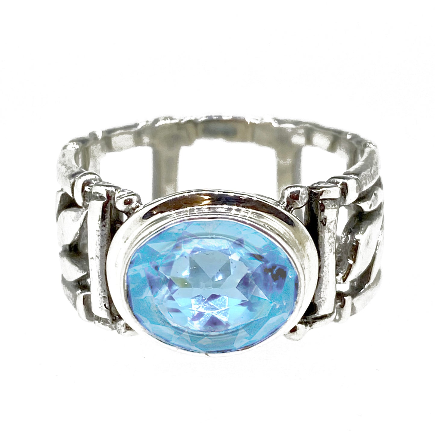 (724CBT) Bamboo Blue Topaz Ring