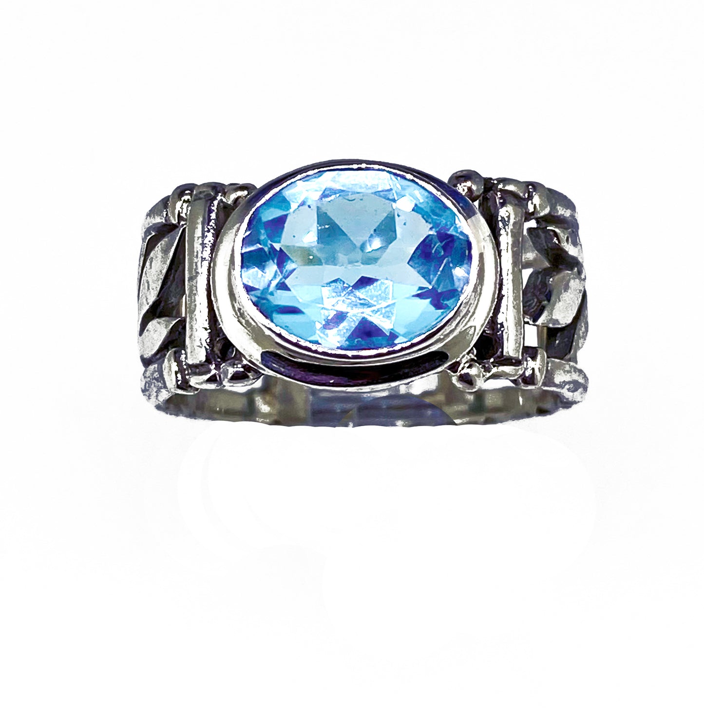 (724CBT) Bamboo Blue Topaz Ring