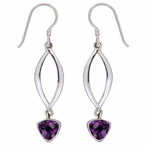 (332AM) Trillion Amethyst Earrings