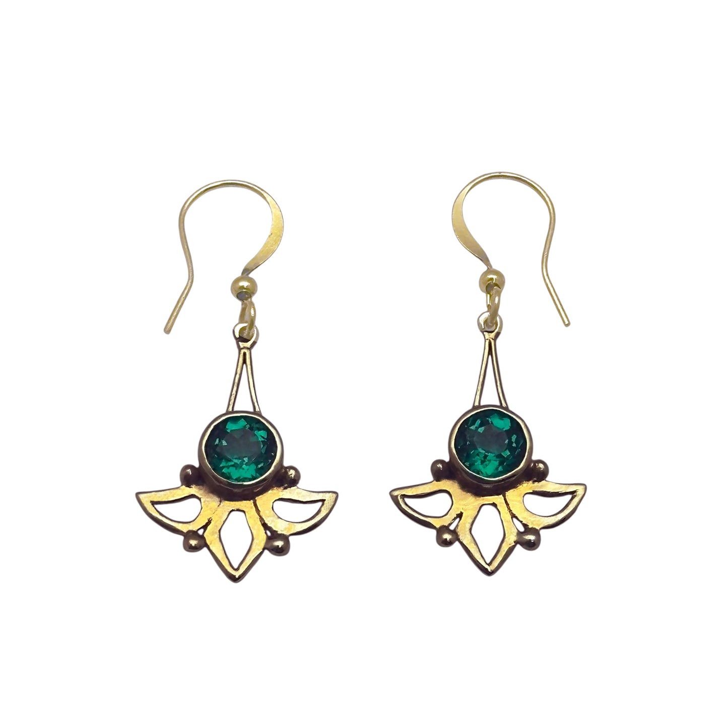 (BR103GQ) Green Quartz Wing Earrings