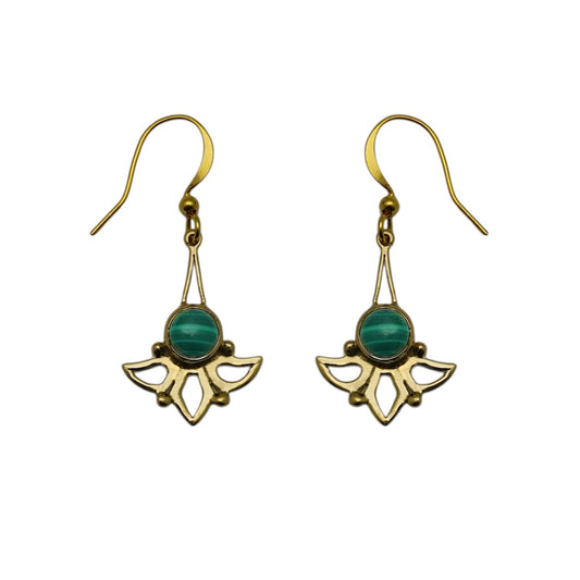 (BR103MA) Malachite Wing Earrings