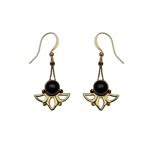 (BR103ON) Onyx Wing Earrings