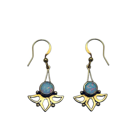 (BR103OPSB) Blue Opal Wing Earrings