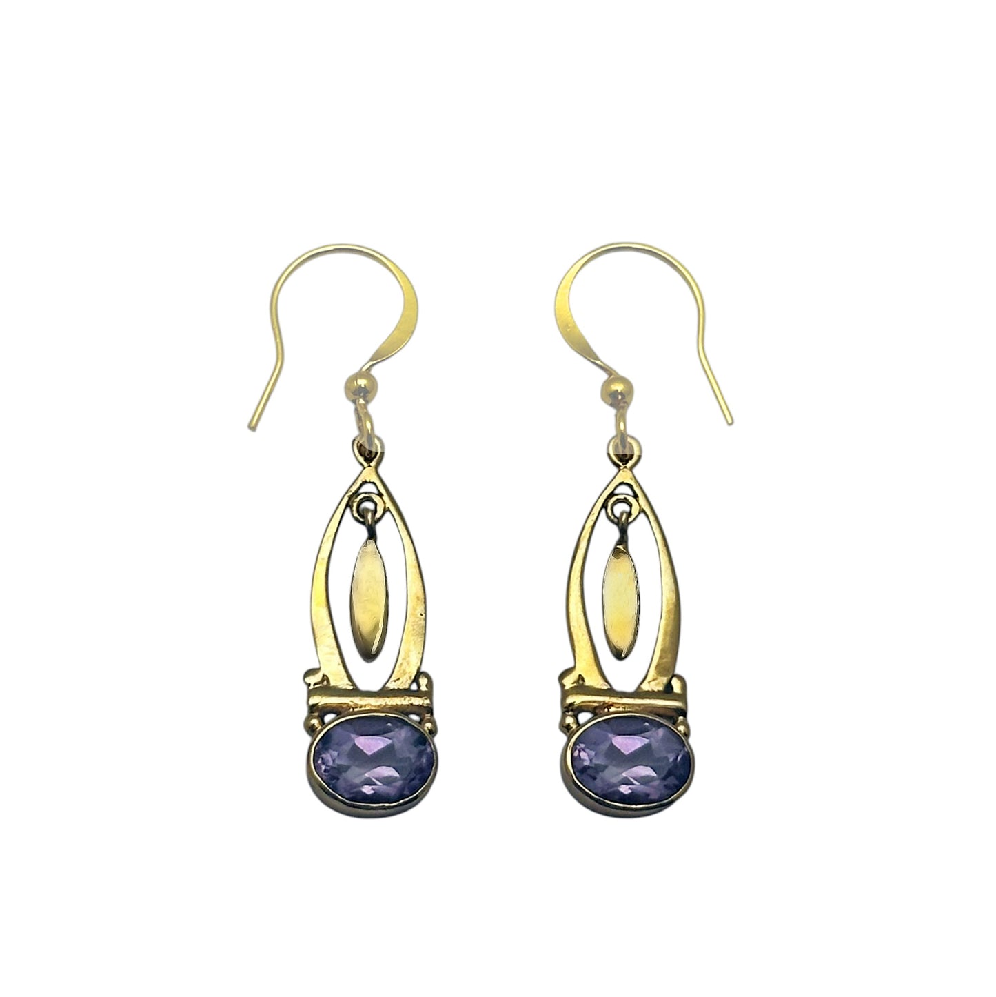(BR106AM) Gilded Marquise with Amethyst Drops