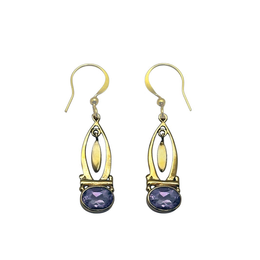 (BR106AM) Gilded Marquise with Amethyst Drops