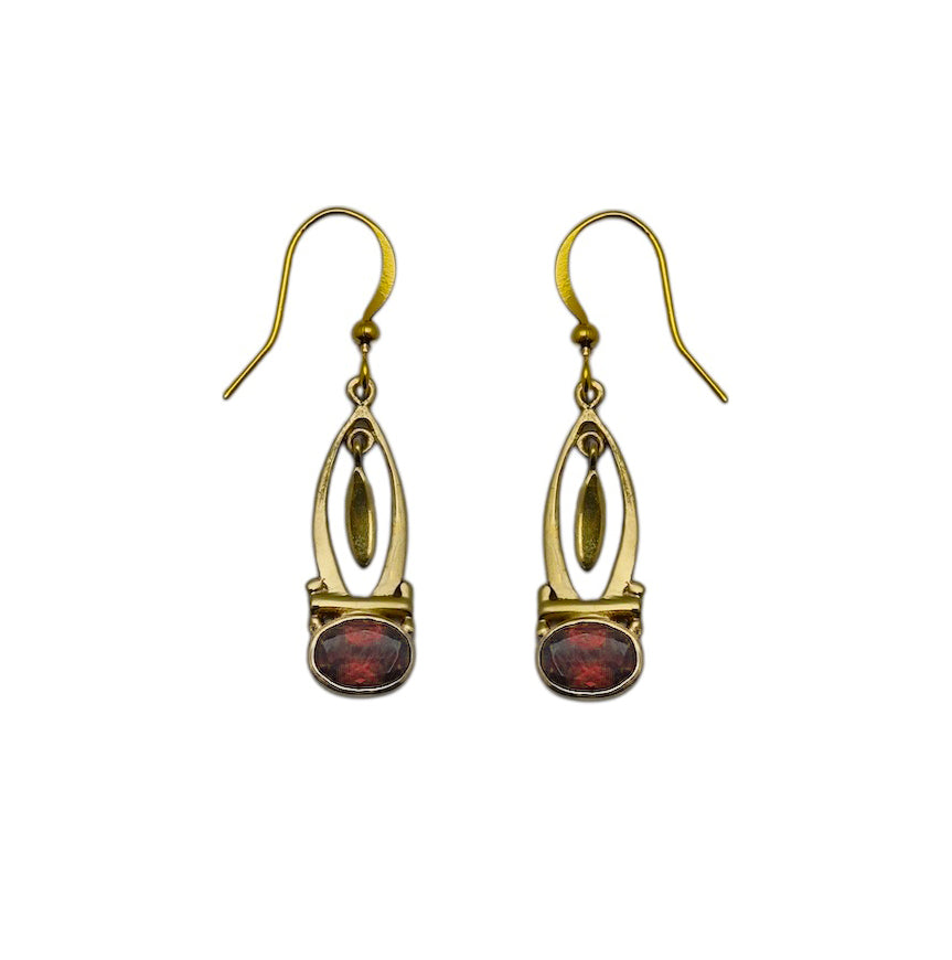 (BR106GA) Gilded Marquise Garnet Drops