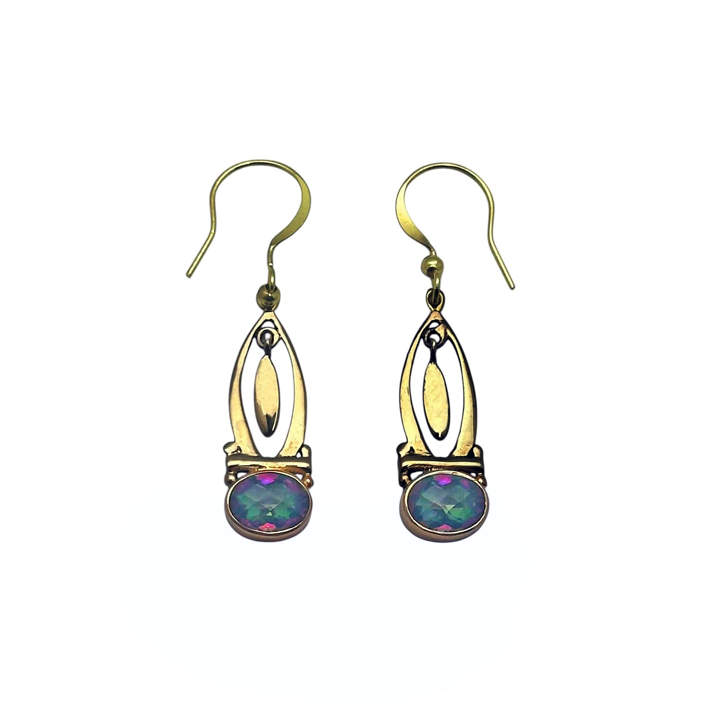 (BR106MT) Gilded Marquise with Mystic Topaz Drops