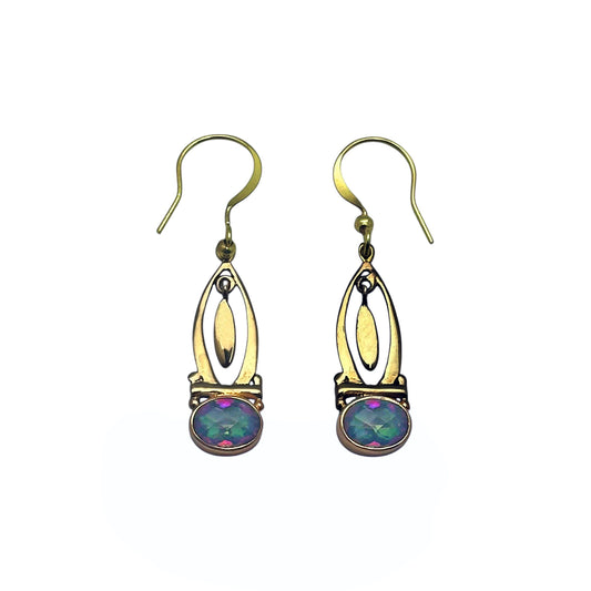 (BR106MT) Gilded Marquise with Mystic Topaz Drops
