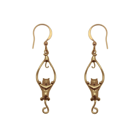 (BR111)  Whimsical Cat & Mouse Dangle Earrings