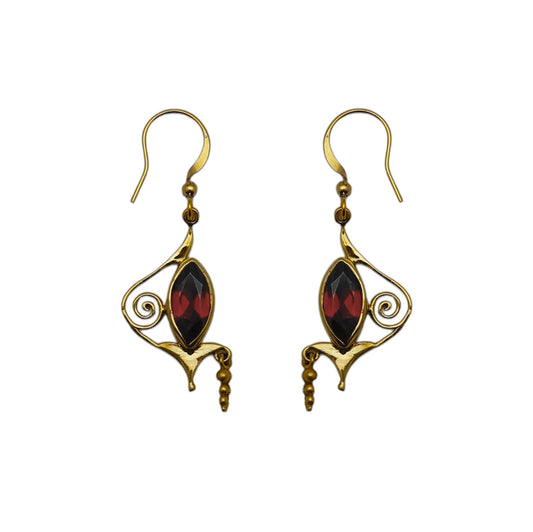 (BR112GA) Faceted Marquise Garnet Drop Earrings