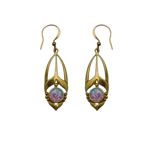 (BR116OPSB) Lab Created Blue Opal Art Deco Drops