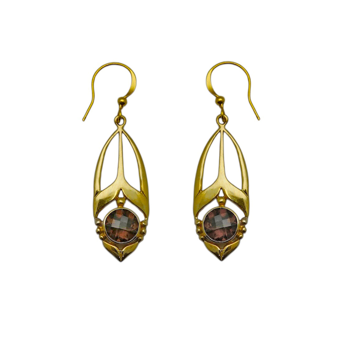 (BR116SQ) Smoky Quartz Art Deco Drops