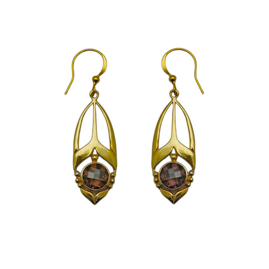 (BR116SQ) Smoky Quartz Art Deco Drops
