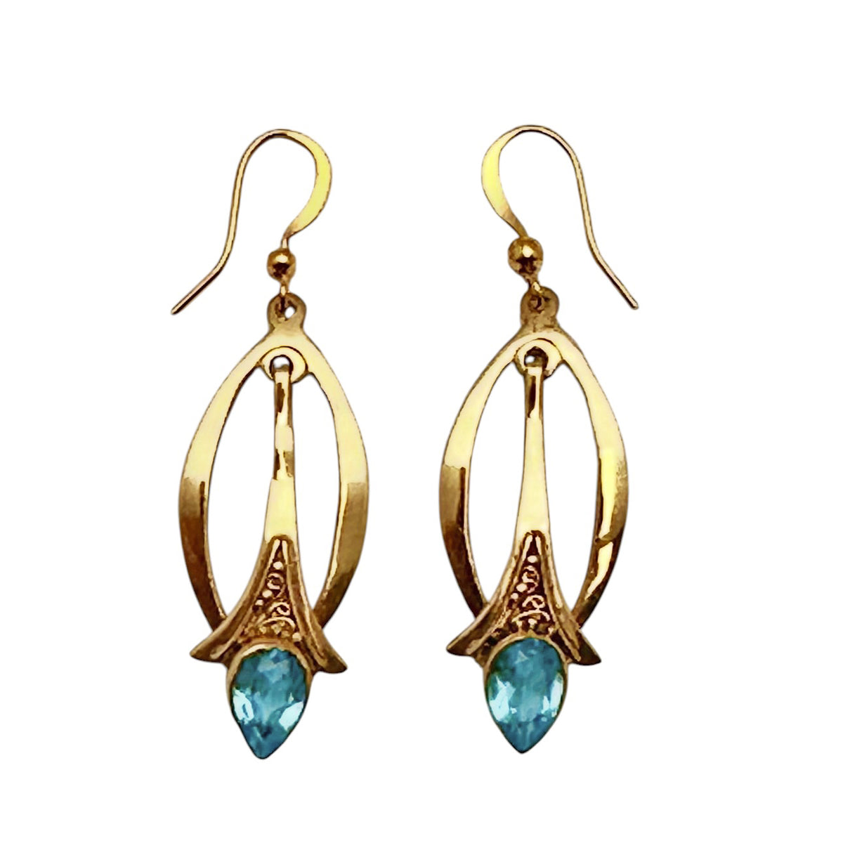(BR212YBT) Blue Topaz Swing Earrings