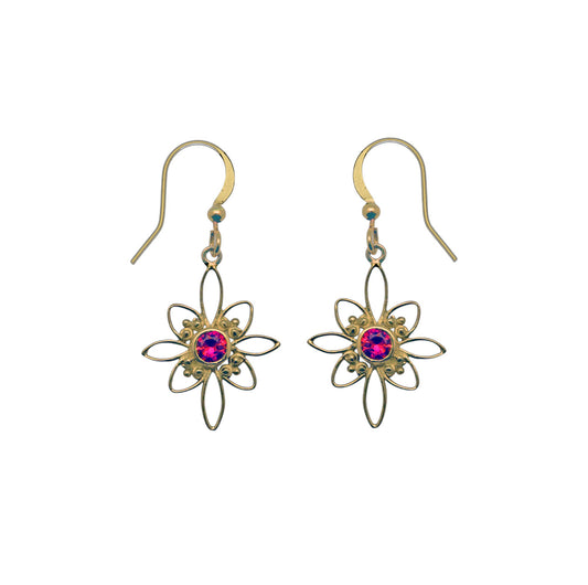 (BR224QRB) Gemstone earring in gold tone