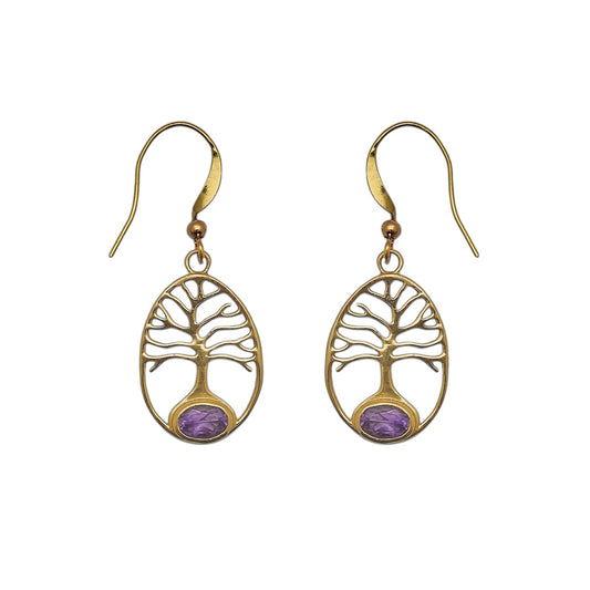 (BR241QAM) Amethyst Tree of Life Brass Drops