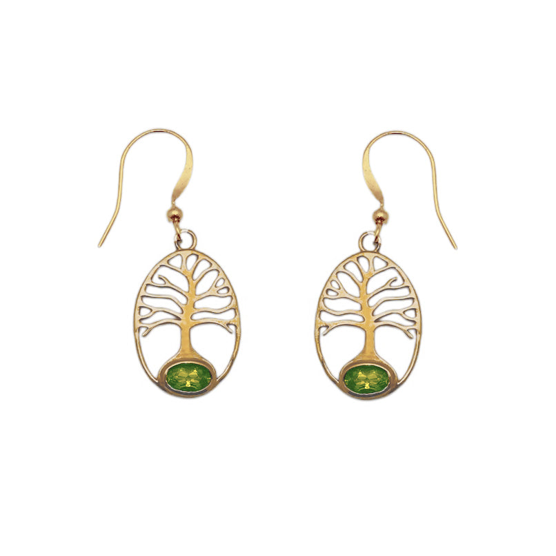 (BR241QPE) Peridot Tree of Life Brass Drops