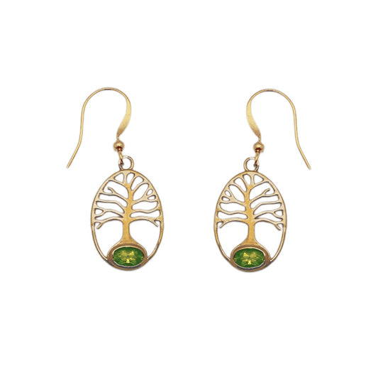 (BR241QPE) Peridot Tree of Life Brass Drops