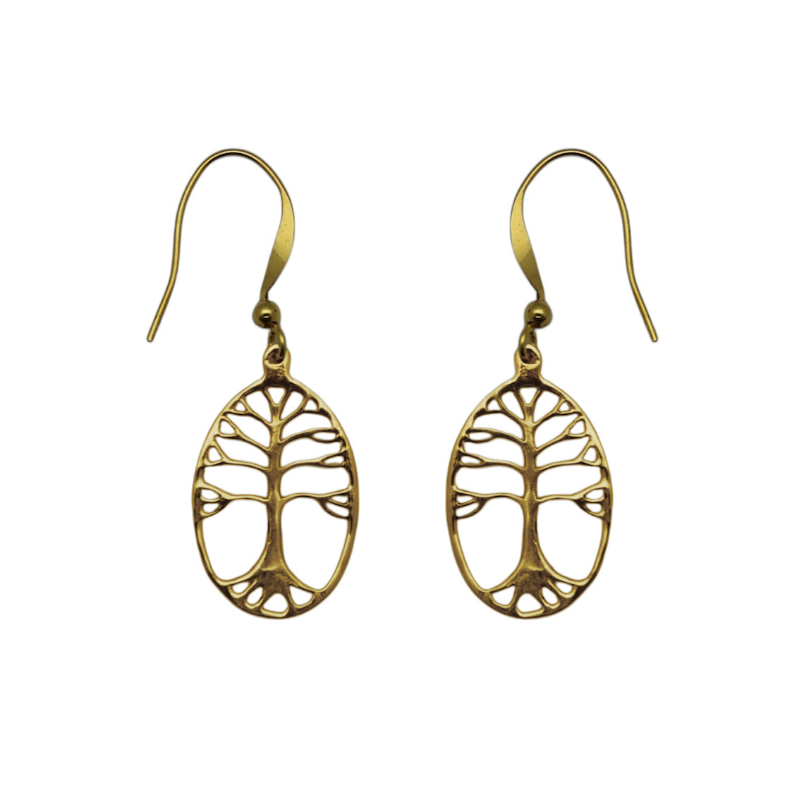 (BR241S) Tree of Life Brass Oval Drops