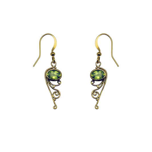 (BR246KPE) Peridot earring in gold tone