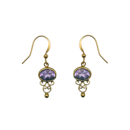 (BR248TAM) Gemstone earring in gold tone