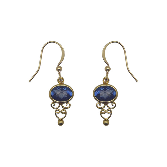 (BR248TBQ) Gemstone earring in gold tone