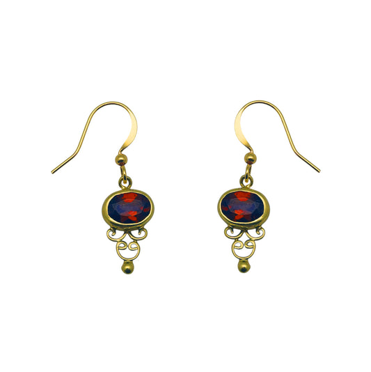 (BR248TGA) Gemstone earring in gold tone