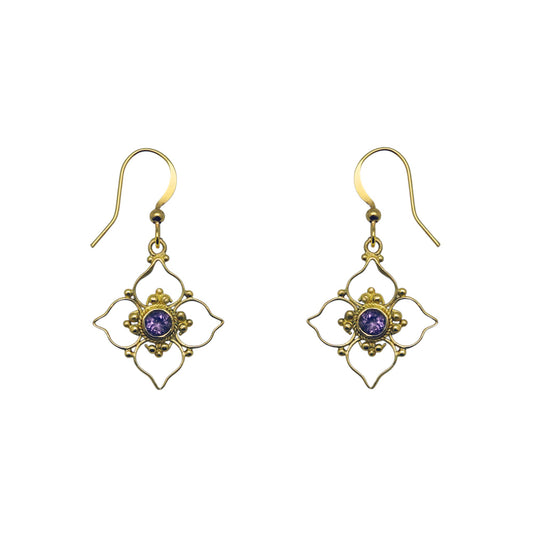 (BR250RAM) Gemstone earring in gold tone