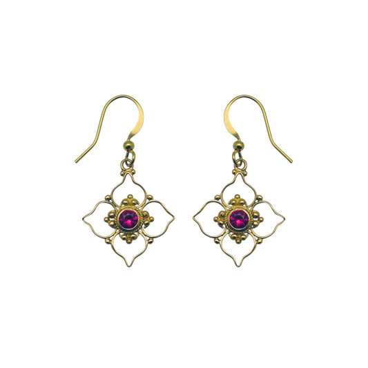 (BR250RRB) Gemstone earring in gold tone