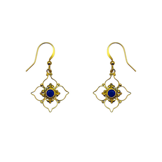 (BR250RSF) Gemstone earring in gold tone