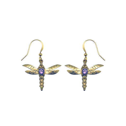 (BR251RAM) Gemstone earring in gold tone
