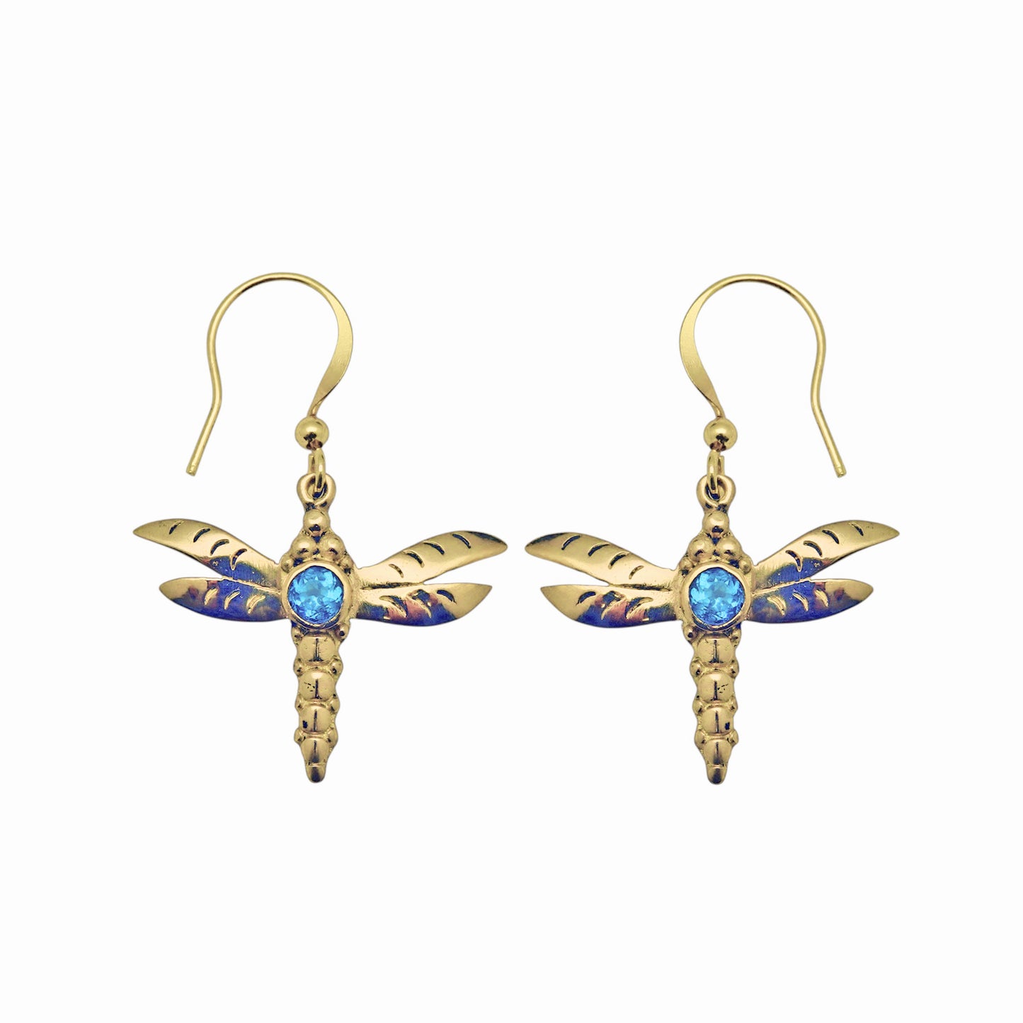 (BR251RBT) Gemstone earring in gold tone