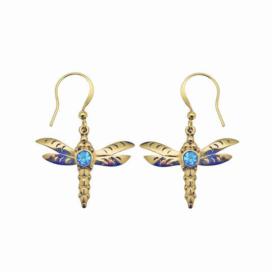 (BR251RBT) Gemstone earring in gold tone