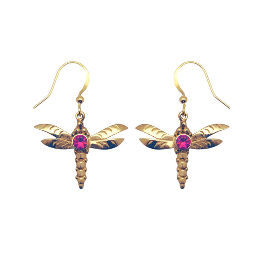 (BR251RRB) Gemstone earring in gold tone