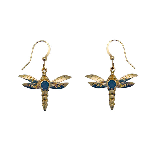(BR251RSF) Gemstone earring in gold tone