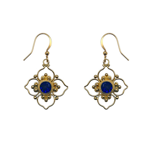 (BR267FSF) Gemstone earring in gold tone