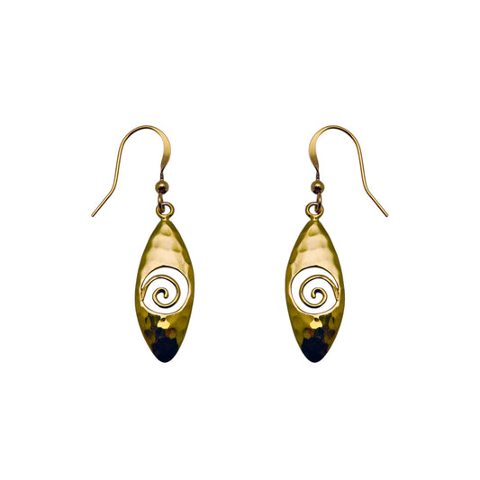 (BR280Z) Hammered earring in gold tone