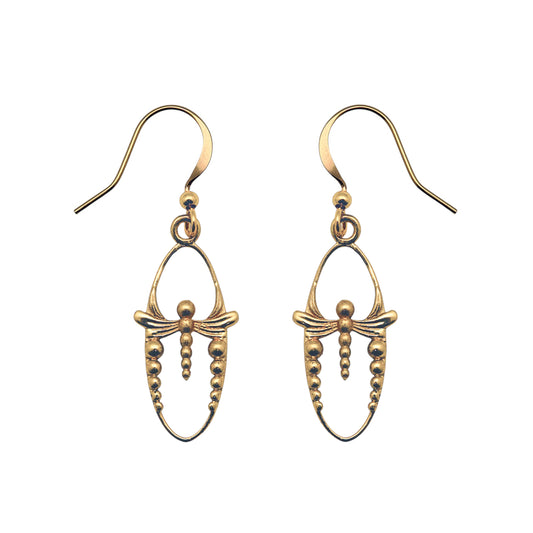 (BR314B) Dangle earring in gold tone