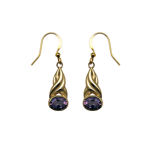 (BR317BAM) Gemstone earring in gold tone