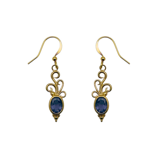 (BR361AIO) Gemstone earring in gold tone