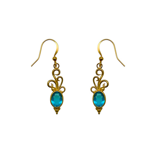 (BR361ABT) Blue Topaz earrings in gold tone
