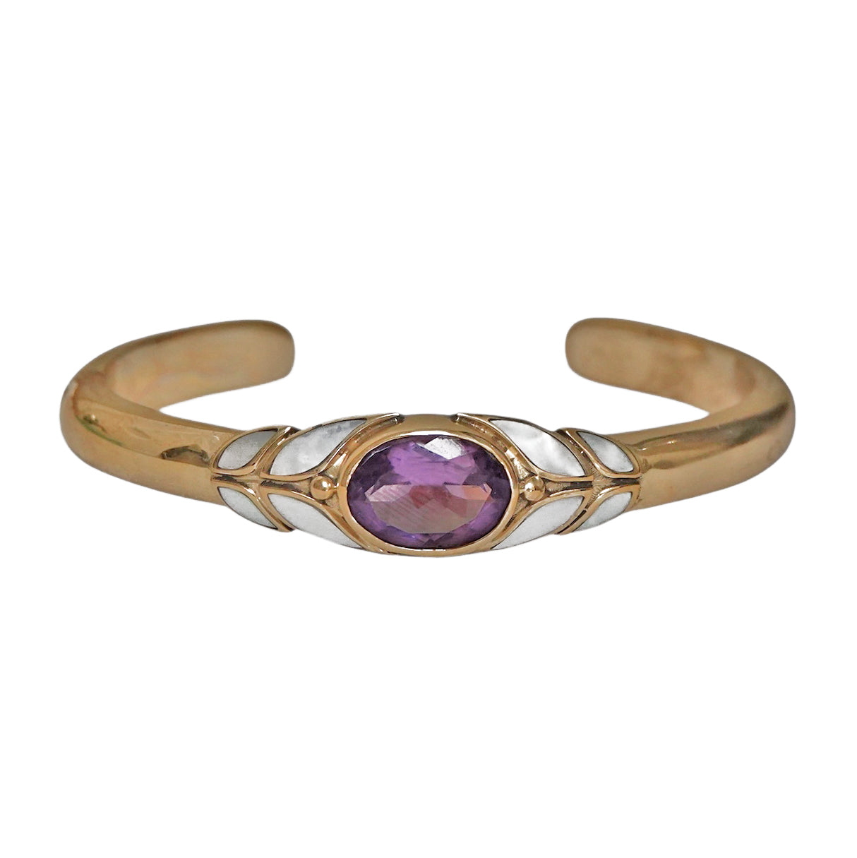 (BR504EAMMOP) Amethyst & Mother-of-Pearl Inlay Cuff