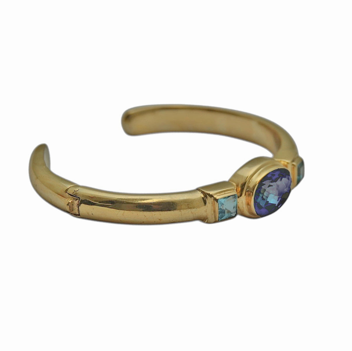 (BR530CBQBY) Blue Quartz and Blue Topaz Cuff