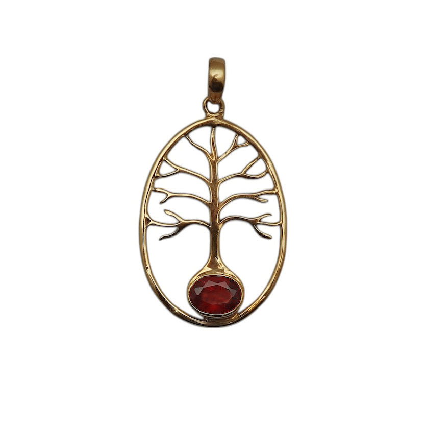 (BR667CGA) Golden Tree of Life with Garnet