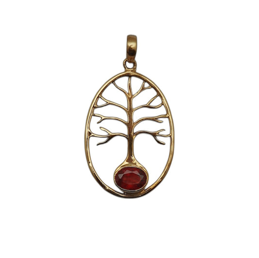 (BR667CGA) Golden Tree of Life with Garnet